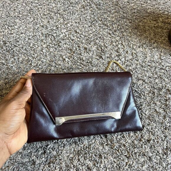 Vintage Susan Gail Clutch Shoulder Crossbody Leather Purse Bag Brown - Picture 5 of 8